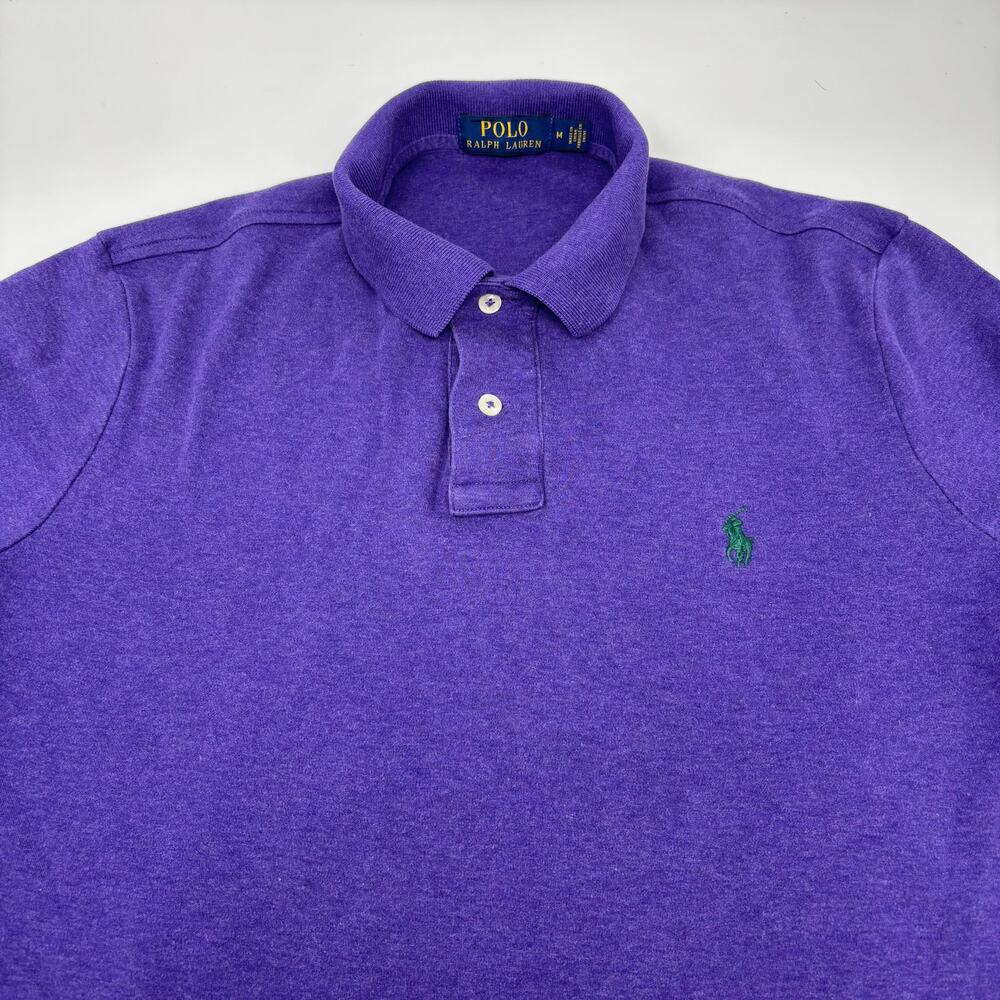 Polo Ralph Lauren Mens Medium Solid Purple Short Sleeve Polo Shirt